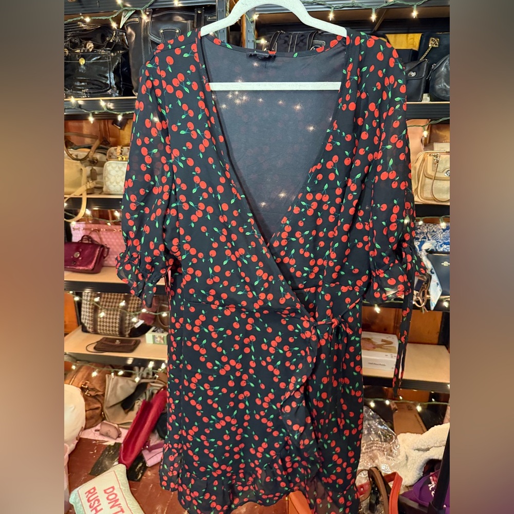Wednesday’s Girl Curve Black Cherry-Print Wrap Dress Plus size
